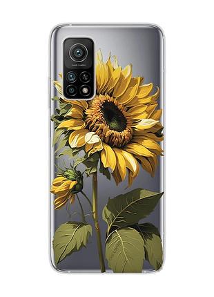 Прозрачный чехол на xiaomi mi 10t/mi 10t pro :: подсолнечник (принт 274)