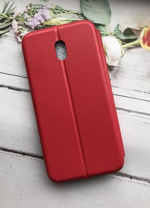 Чехол-книжка с рисунком для xiaomi redmi 8a красный :: девушка с газетой (принт 31) 2