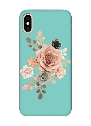 Матовий бірюзовий чохол на iphone xs max :: троянди (принт 275)