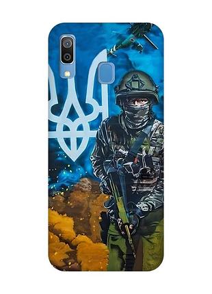 Матовий чохол з чорними боками на samsung galaxy a30 (2019)/a20 (2019) військовий (патріотичний принт 349)