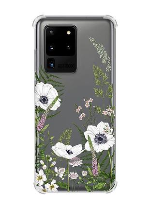 Чехол с утолщёнными углами для samsung galaxy s20 ultra :: цветы полевые (принт 363)