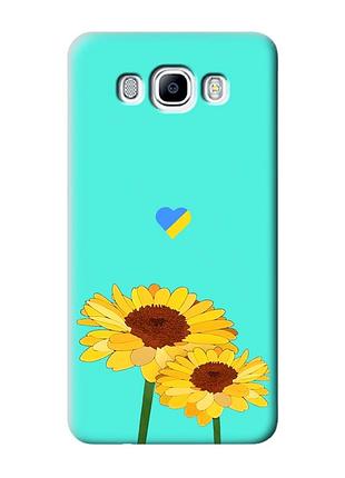 Матовый бирюзовый чехол на samsung galaxy j7(2016) j710 :: желтые цветы (принт 364)