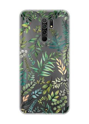 Прозорий чохол на xiaomi redmi 9 :: рослинний фон (принт 377)