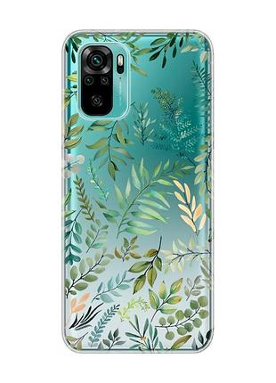 Прозрачный чехол на xiaomi redmi note 10 / note 10s :: растительный фон (принт 377)