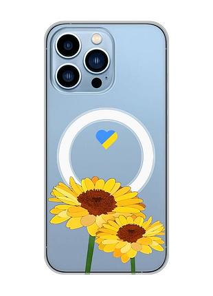 Магнітний чохол на iphone 13 pro max із підтримкою magsafe :: жовті квіти (принт 364)