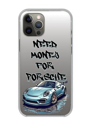 Прозрачный чехол на iphone 12 pro max :: хочу порше (принт 385)