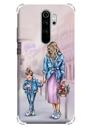 Чехол с утолщёнными углами на xiaomi redmi note 8 pro :: мама и дочь (принт 56)