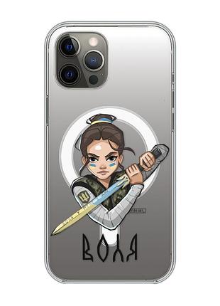 Магнитный чехол на iphone 12 pro max с поддержкой magsafe :: украинская защитница (принт 169)