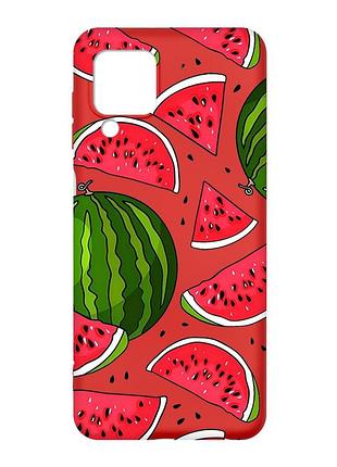 Матовый красный чехол на samsung galaxy m32/a22/m22 4g :: арбузы (принт 341)
