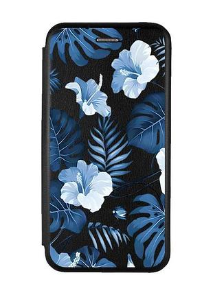 Чохол-книжка з малюнком для samsung galaxy a12 чорний :: тропіки (принт 373)