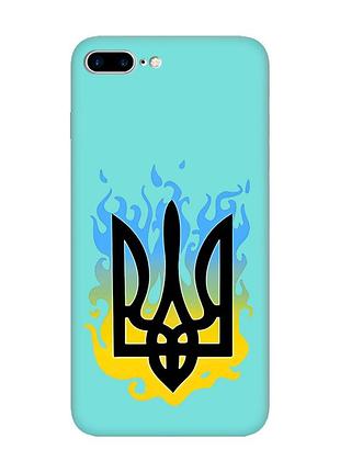 Матовий бірюзовий чохол на iphone 7 plus/8 plus :: тризуб полум'я (принт 257)