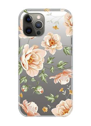Прозрачный чехол на iphone 12 pro max :: цветы пастельные (принт 277)