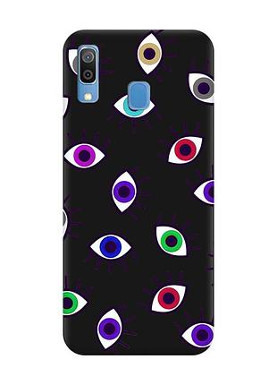Матовий чорний чохол на samsung galaxy a30 (2019)/a20 (2019) різнокольорові очі (принт 336)