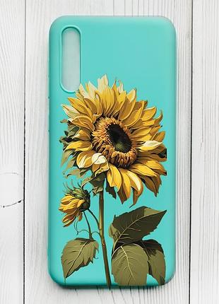 Матовий бірюзовий чохол на samsung galaxy a50 (2019) a505/a30s :: соняшник (принт 274)