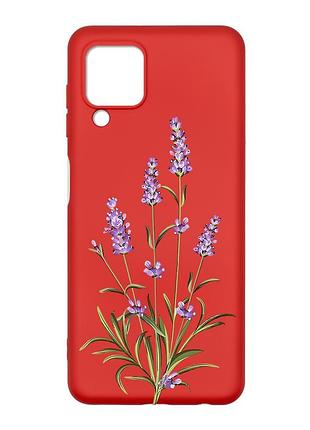 Матовий червоний чохол на samsung galaxy m32/a22/m22 4g :: гілочки лаванди (принт 266)