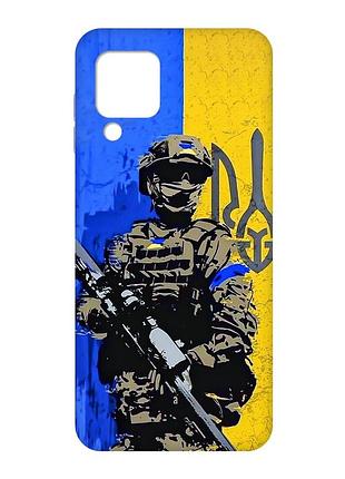 Матовый чехол с розовыми боками на samsung galaxy m32/a22/m22 4g :: солдат (патриотический принт 350)
