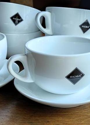 Набор керамических чашек с блюдцами rioba