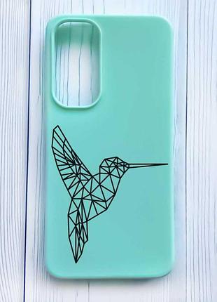 Матовий бірюзовий чохол на samsung galaxy s24 fe колібрі (принт 122)