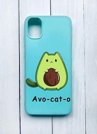 Матовий чохол для samsung galaxy a51 (2020)/a515 бірюзовий :: котик авокадо (принт 306)