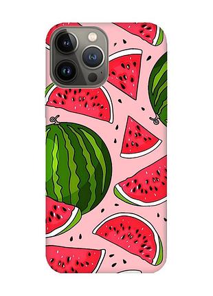 Матовий рожевий чохол на apple iphone 13 pro :: кавуни (принт 341)