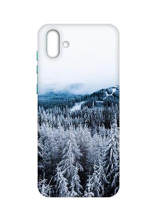 Чохол з бірюзовими боками на samsung galaxy a04 :: зимовий ліс (принт 164)