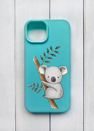 Матовий чохол на iphone 15 бірюзовий коала (принт 132)