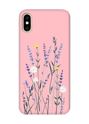 Матовый розовый чехол на iphone xs max :: полевые цветы (принт 270)