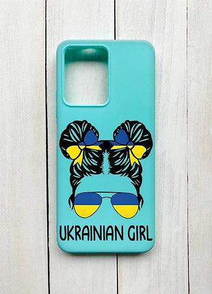 Матовий бірюзовий чохол на xiaomi redmi note 12 українська дівчина (принт 113)