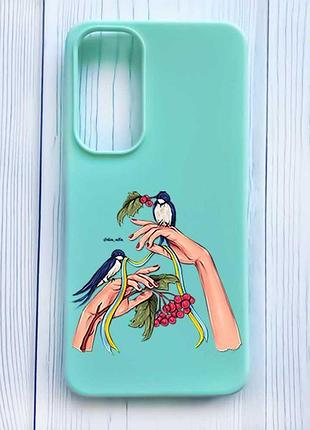 Матовий бірюзовий чохол на samsung galaxy s24 fe ластівки (принт 15)