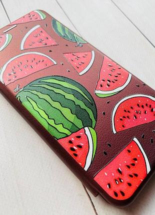 Чехол-книжка с рисунком для xiaomi redmi note 10 pro/10 pro max бордовый :: арбузы (принт 341) 3