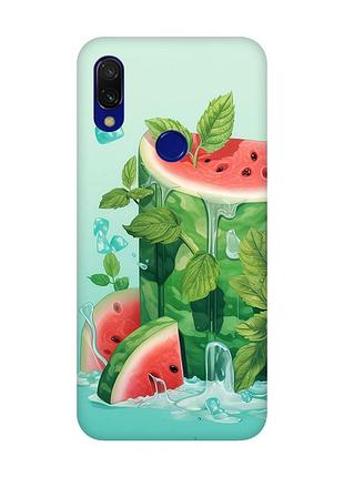 Матовый чехол с розовыми боками на xiaomi redmi 7 :: арбузный айсберг /принт 339/