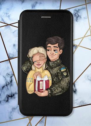 Чехол-книжка с рисунком на xiaomi redmi note 7/7 pro :: черный :: подарок победа /принт 178/