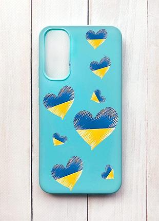 Матовий чохол на samsung a34 5g бірюзовий сердечка. україна (принт 258)