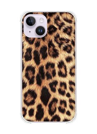 Чехол с утолщёнными углами на iphone 14 :: леопардовый дизайн (принт 383)