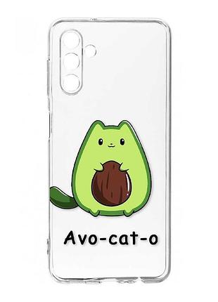 Прозрачный чехол на samsung galaxy s24 fe котик авокадо (принт 306)