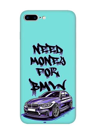 Матовий бірюзовий чохол на iphone 7 plus / 8 plus :: хочу бмв (принт 386)