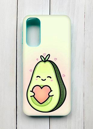 Матовий чохол з бірюзовими боками на samsung galaxy a24 :: кавай авокадо з сердечком (принт 310)