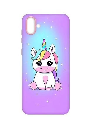 Матовый розовый чехол на samsung galaxy a04 :: единорог (принт 103)