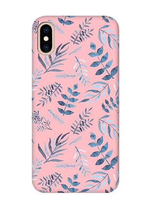 Матовый розовый чехол на iphone xs max :: растительный фон (принт 276)