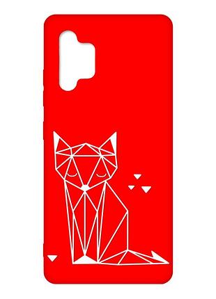 Матовый красный чехол на samsung galaxy a32 :: лиса (принт 127)