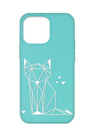 Матовый бирюзовый чехол на iphone 13 pro :: лиса (принт 127)