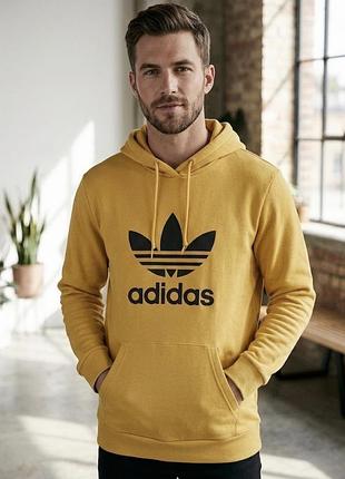 Гірчичне худі adidas з великим логотипом (оригінал, розмір м)
