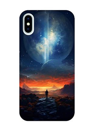 Чехол с розовыми боками на iphone x/xs :: космос (принт 247)