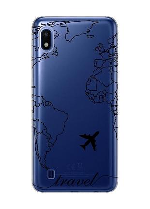 Прозрачный чехол на samsung galaxy a10 (2019) a105 :: карта. контур (принт 330)