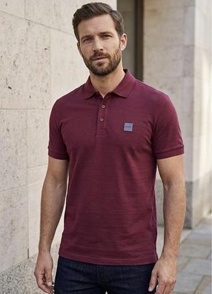 Чоловіча футболка поло hugo boss slim fit | брендова теніска кольору марсала / бордова