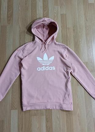 Трендовое женское базовое розовое худи adidas