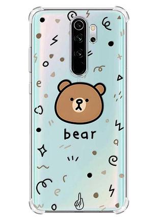 Чехол с утолщёнными углами на xiaomi redmi note 8 pro :: мишка (принт 76)