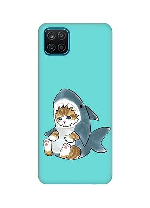 Матовый бирюзовый чехол для samsung galaxy a12 :: котёнок (принт 120)