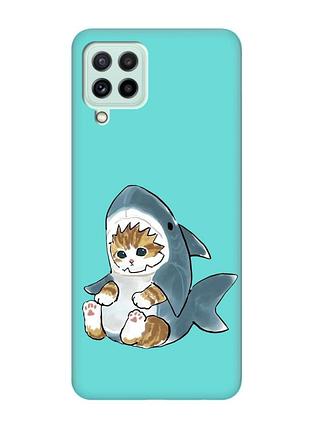Матовий бірюзовий чохол на samsung galaxy m32/m22/a22 4g :: кошеня (принт 120)