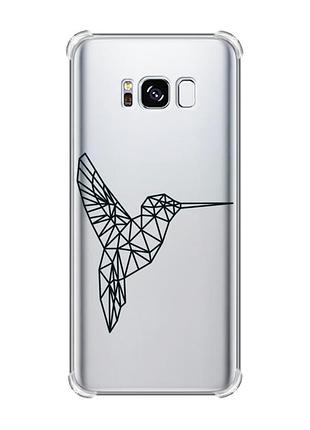 Чехол с утолщёнными углами на samsung galaxy s8 :: колибри (принт 122)